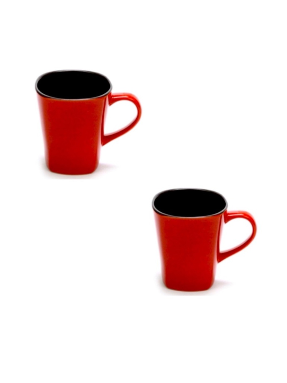 Home Trends Rave Red Square Stoneware 14 oz. Mugs Set of 2